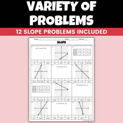 Holiday Math Activity 8th Grade Slope Christmas Coloring Worksheet