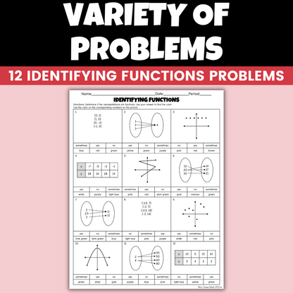 8th Grade Math Christmas Activity Identifying Functions Coloring Worksheet