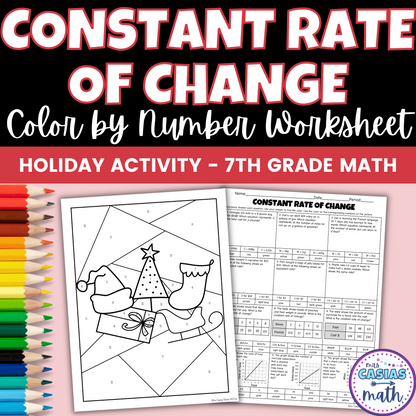 7th Grade Math Christmas Activity Constant Rate of Change Coloring Worksheet