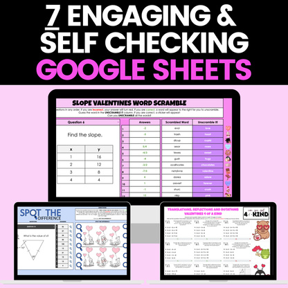 8th Grade Math Valentines Day Activities Digital and Worksheets BUNDLE