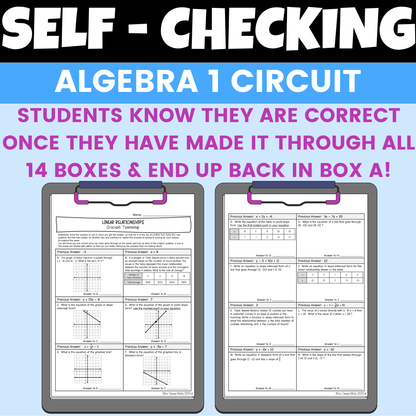 Linear Relationships Worksheet Self Checking Circuit Activity