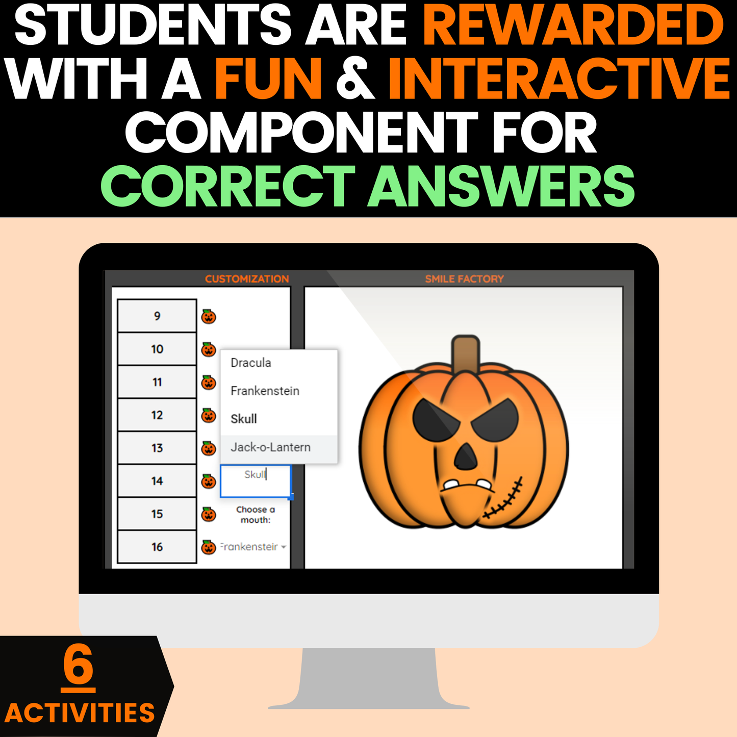 Halloween Math Activity Google Sheets and Worksheets BUNDLE Algebra 1