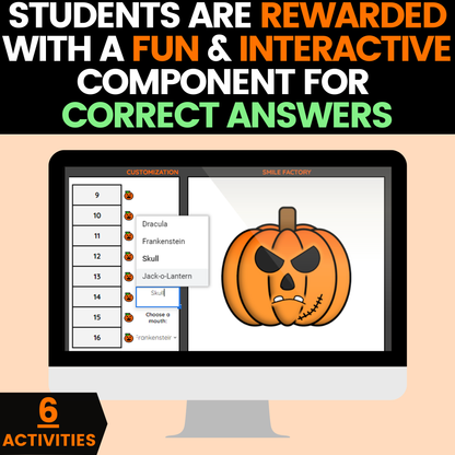 Halloween Math Activity Google Sheets and Worksheets BUNDLE Algebra 1