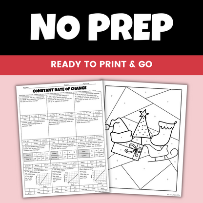 7th Grade Math Christmas Activity Constant Rate of Change Coloring Worksheet