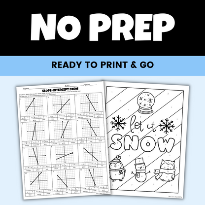 Winter 8th Grade Math Activity Slope-Intercept Form Coloring Worksheet
