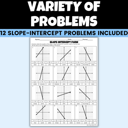 Winter 8th Grade Math Activity Slope-Intercept Form Coloring Worksheet