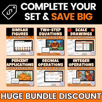 Fall Math Activities 7th Grade Google Sheets and Worksheets BUNDLE