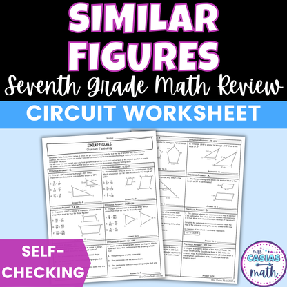 Similar Figures Worksheet Self Checking Circuit Activity 7th Grade Math
