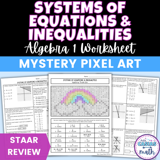 Systems of Equations and Inequalities Worksheet Algebra 1 EOC Review Activity