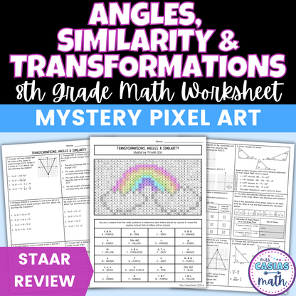Angles, Transformations and Similarity Worksheet 8th Grade Math STAAR Review