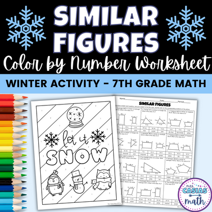 Winter 7th Grade Math Activity Similar Figures Coloring Worksheet