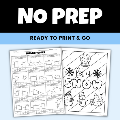 Winter 7th Grade Math Activity Similar Figures Coloring Worksheet