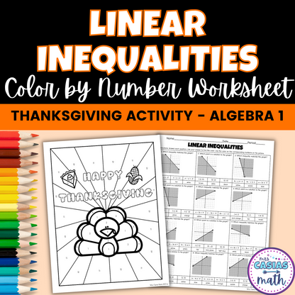 Algebra 1 Thanksgiving Coloring Activity Linear Inequalities