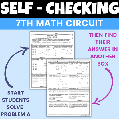 Similar Figures Worksheet Self Checking Circuit Activity 7th Grade Math