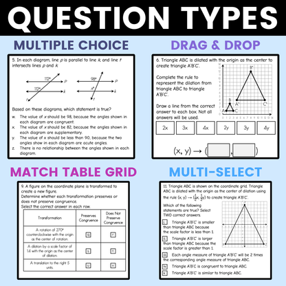 Angles, Transformations and Similarity Worksheet 8th Grade Math STAAR Review