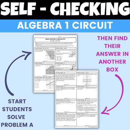 Linear Equations and Inequalities Worksheet Self Checking Circuit Activity