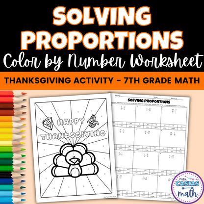 Thanksgiving Math Activity 7th Grade Solving Proportions Coloring Worksheet