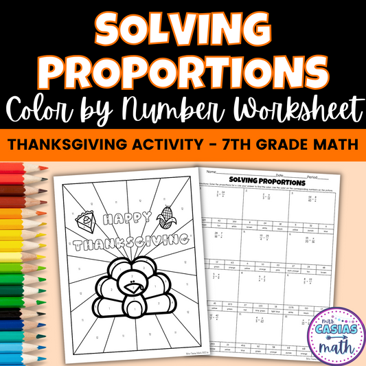 Thanksgiving Math Activity 7th Grade Solving Proportions Coloring Worksheet