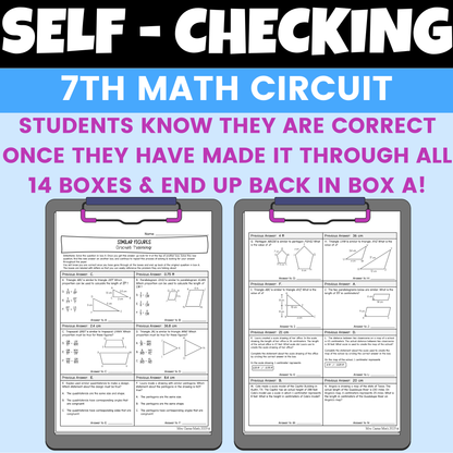 Similar Figures Worksheet Self Checking Circuit Activity 7th Grade Math