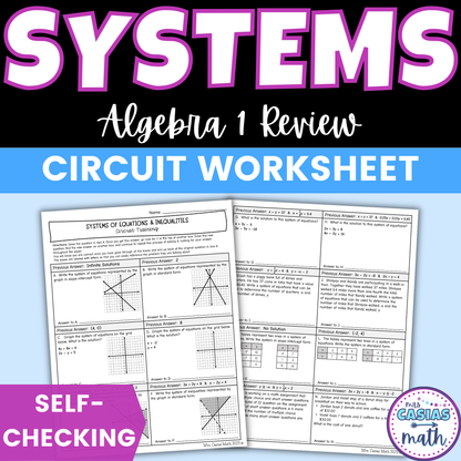 Systems of Equations and Inequalities Worksheet Self Checking Circuit Activity