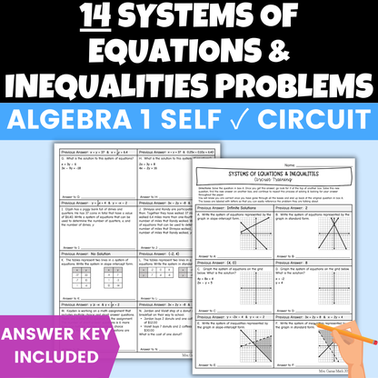 Systems of Equations and Inequalities Worksheet Self Checking Circuit Activity