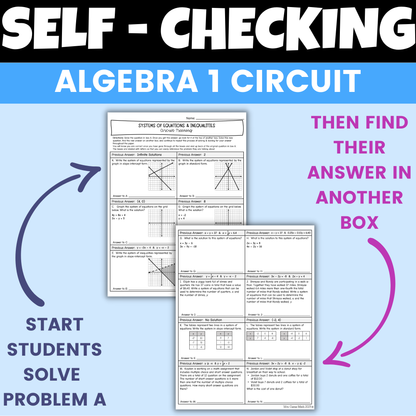 Systems of Equations and Inequalities Worksheet Self Checking Circuit Activity