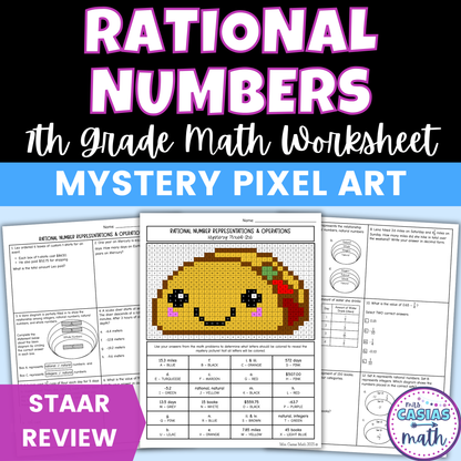 Rational Numbers & Operations Worksheet 7th Grade Math STAAR Review Activity