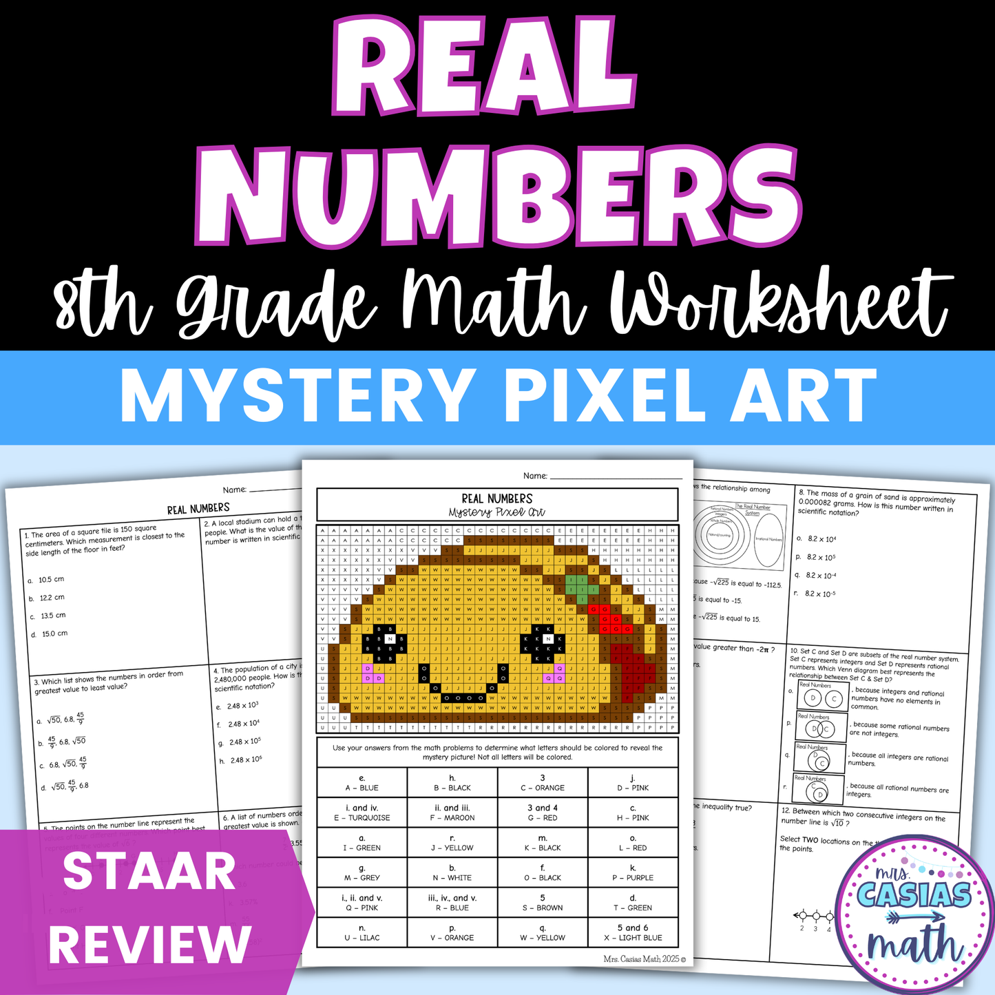 Real Number Relationships Worksheet 8th Grade Math STAAR Review Activity