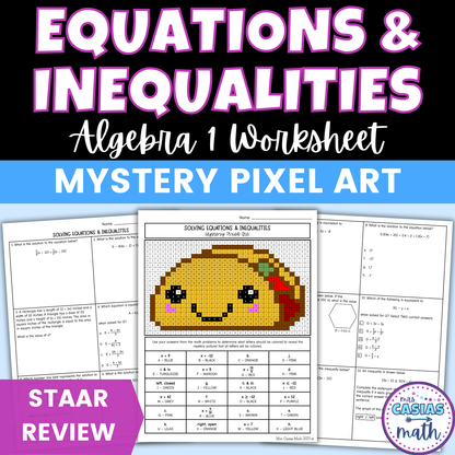 Solving Equations and Inequalities Worksheet Algebra 1 EOC Review Activity