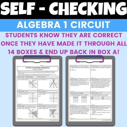 Systems of Equations and Inequalities Worksheet Self Checking Circuit Activity