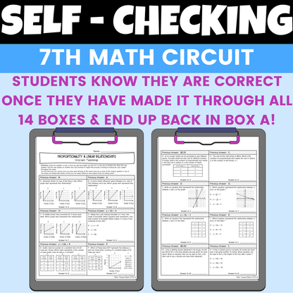 Proportionality Linear Relationships Worksheet Self Checking Activity 7th Math