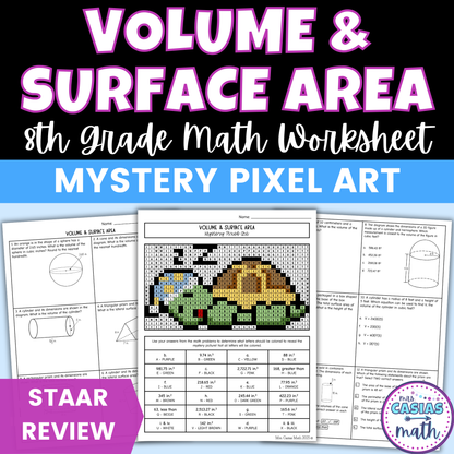 Volume and Surface Area Worksheet 8th Grade Math STAAR Review Activity