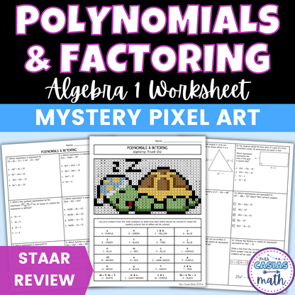 Polynomials and Factoring Worksheet Algebra 1 EOC Review Activity