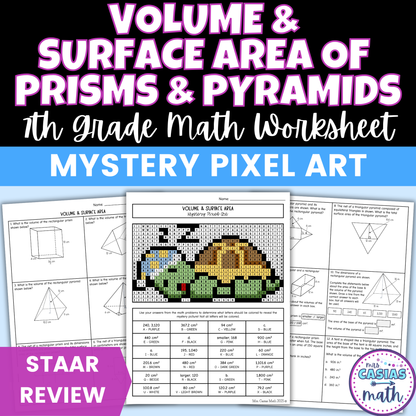 Volume & Surface Area of Prisms & Pyramids Worksheet 7th Grade Math STAAR Review