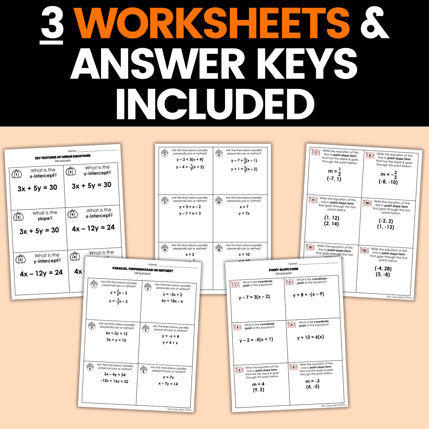 Thanksgiving Math Activities Algebra 1 Google Sheets and Worksheets BUNDLE