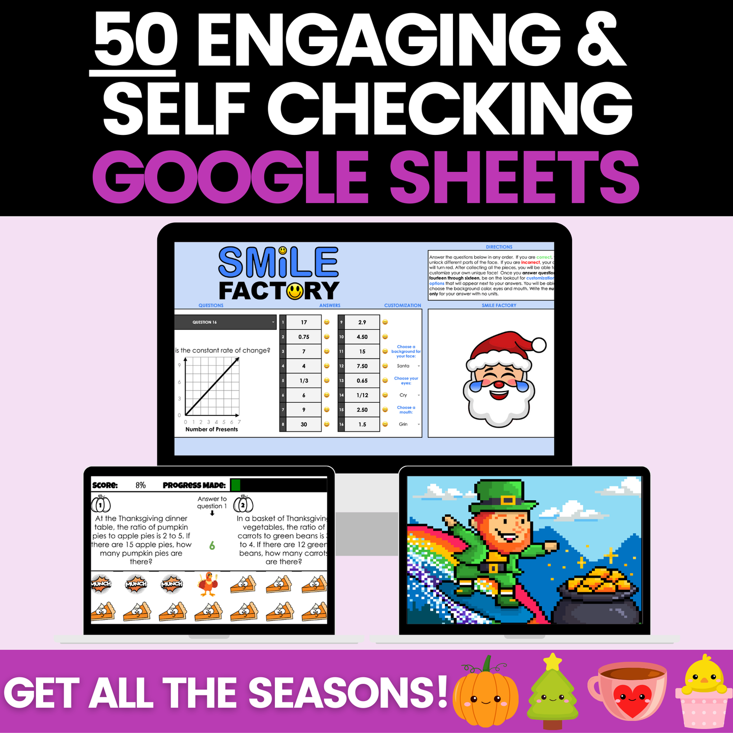 7th Grade Math Seasonal Holidays Activities Mega Bundle Digital and Worksheets