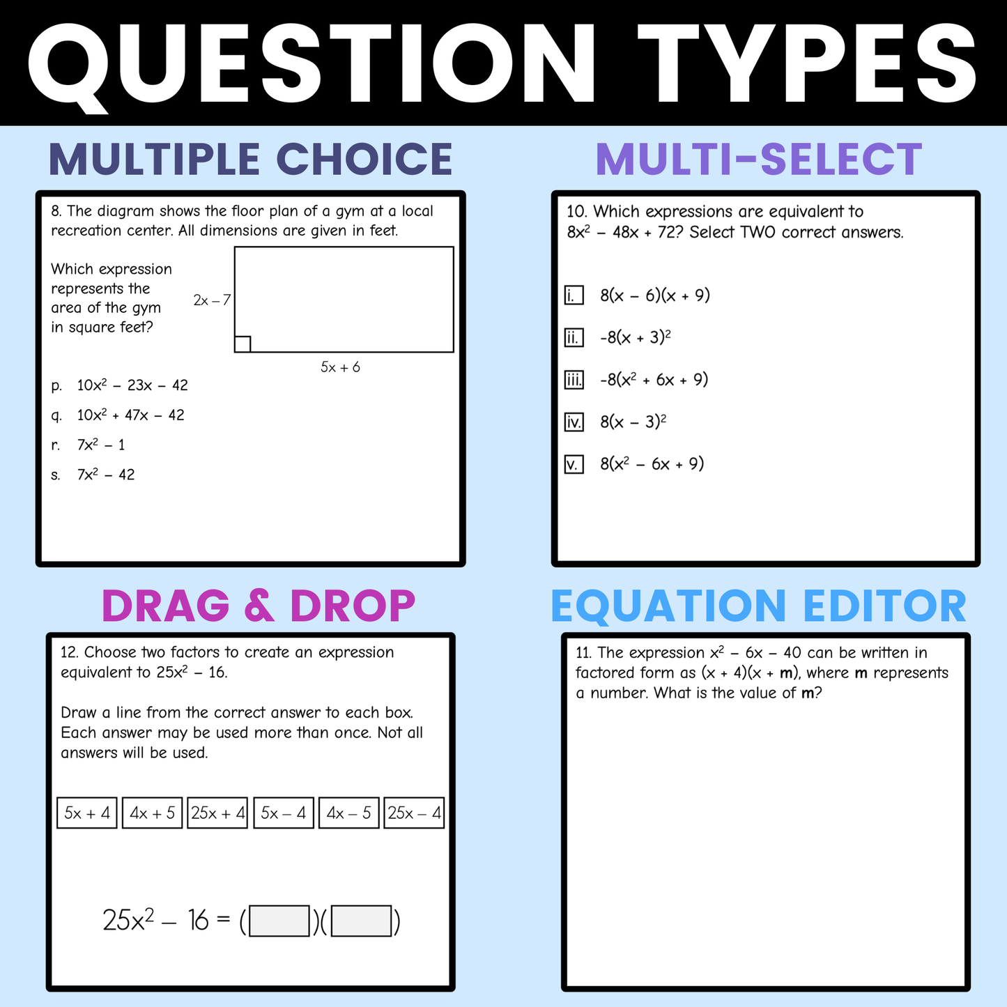 Polynomials and Factoring Worksheet Algebra 1 EOC Review Activity