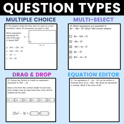 Polynomials and Factoring Worksheet Algebra 1 EOC Review Activity