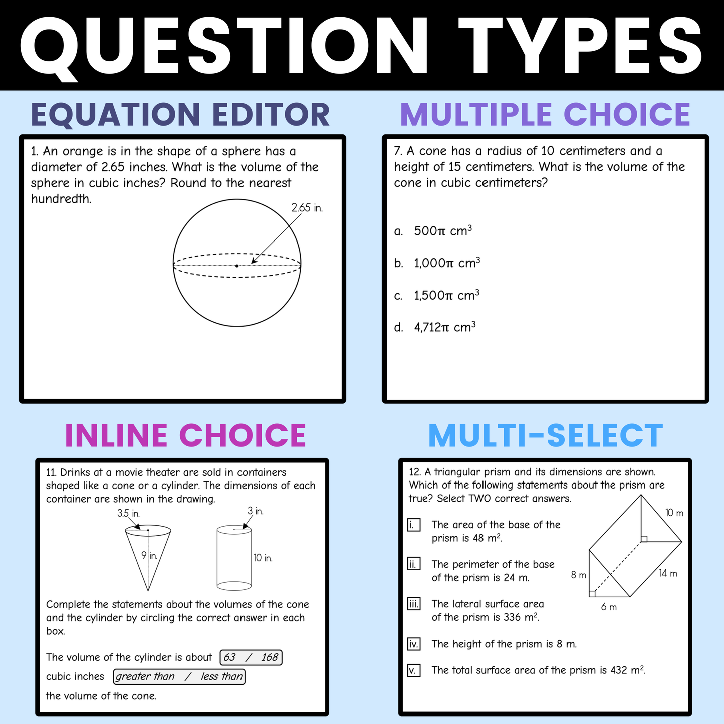 Volume and Surface Area Worksheet 8th Grade Math STAAR Review Activity