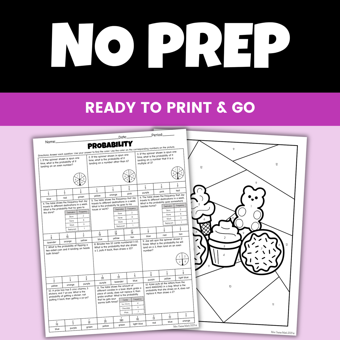Probability Coloring Worksheet