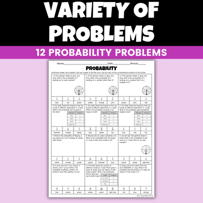 Probability Coloring Worksheet