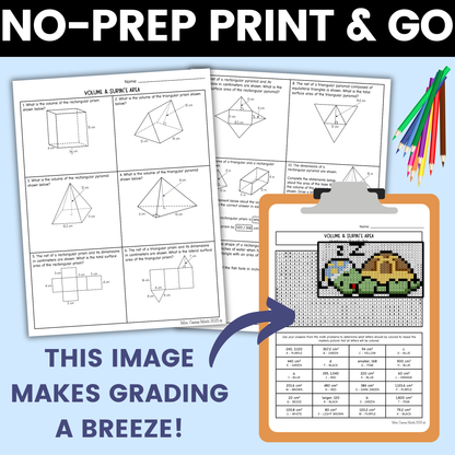 Volume & Surface Area of Prisms & Pyramids Worksheet 7th Grade Math STAAR Review