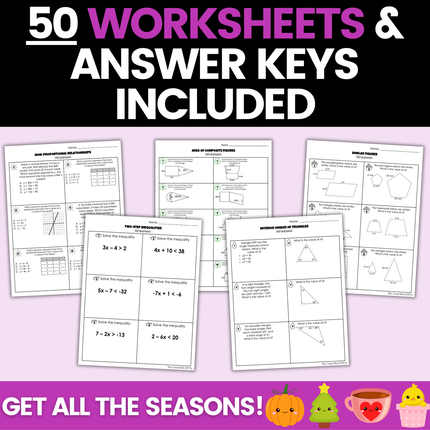 7th Grade Math Seasonal Holidays Activities Mega Bundle Digital and Worksheets
