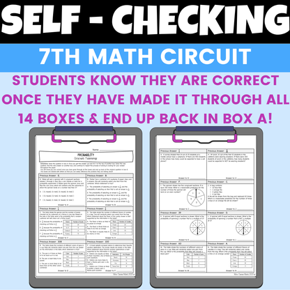 Probability Worksheet Self Checking Circuit Activity 7th Grade Math
