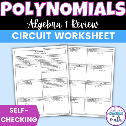 Operations with Polynomials Worksheet Self Checking Circuit Activity