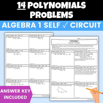 Operations with Polynomials Worksheet Self Checking Circuit Activity