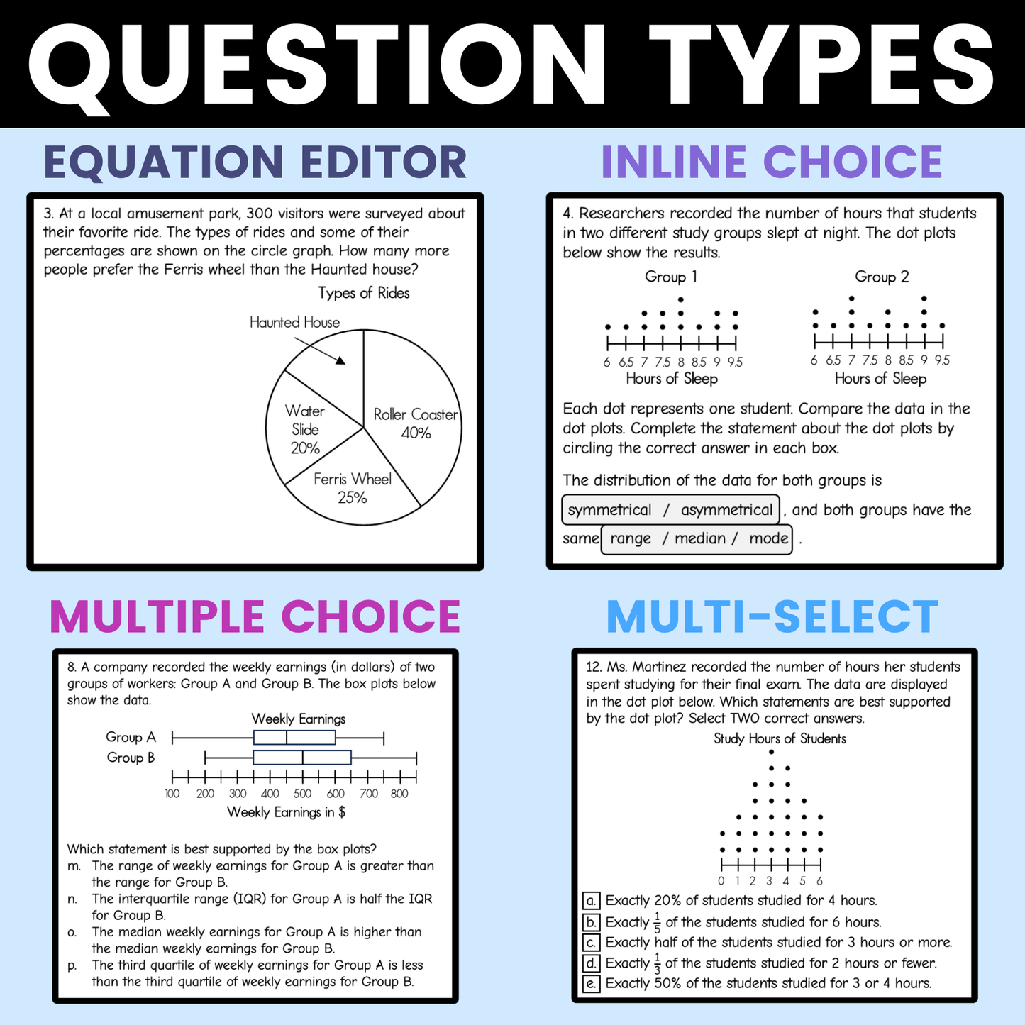 Data and Statistics Worksheet 7th Grade Math STAAR Review Activity