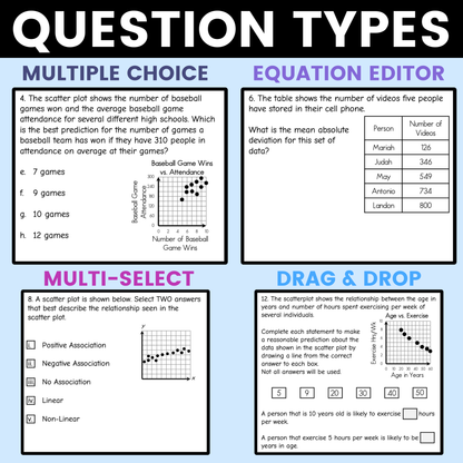 Data and Statistics Worksheet 8th Grade Math STAAR Review Activity