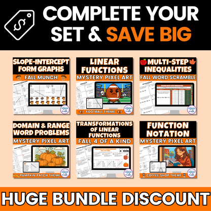 Fall Math Activities Algebra 1 Google Sheets and Worksheets BUNDLE