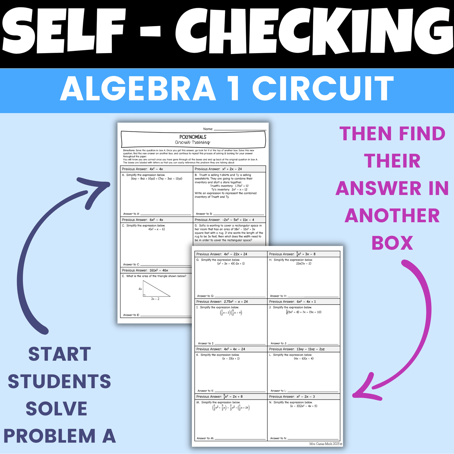 Operations with Polynomials Worksheet Self Checking Circuit Activity